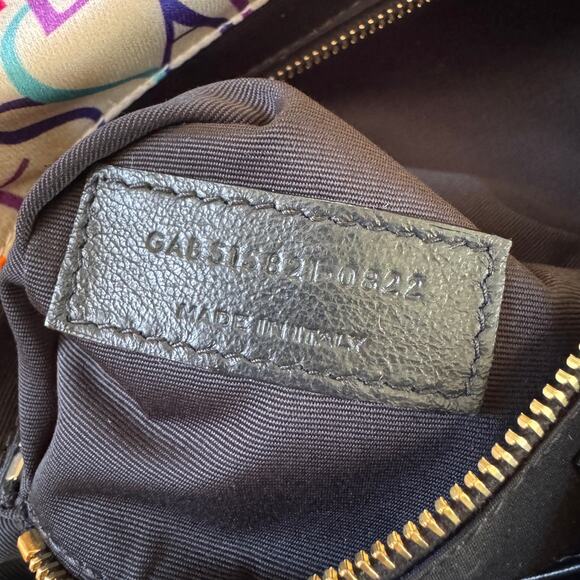 YSL Saint Laurent Jamie Medium Logo Print Quilted Silk Crossbody Handbag - Picture 11 of 13